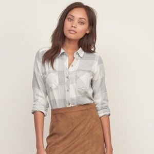Abercrombie Cream Plaid Flannel Shirt